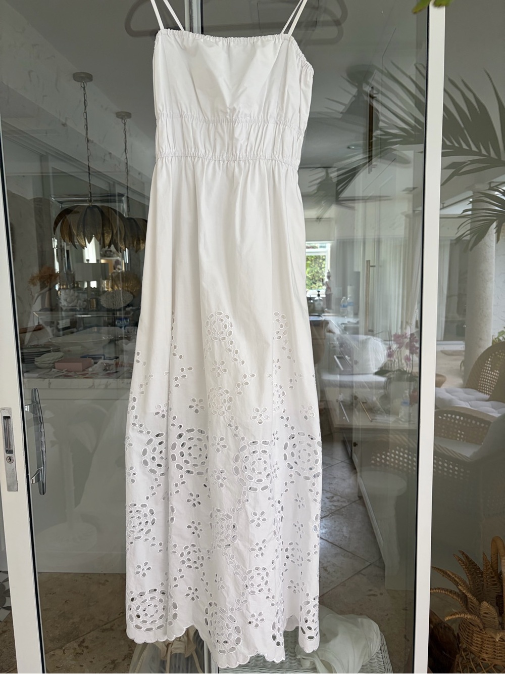 Madewell White Eyelet Maxi Sun Dress with Spaghetti Straps